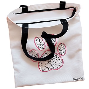 Alternative view of Geanta Canvas Tote pentru femei, model Paw, 38x34.5 cm, Alba, BEKZ®