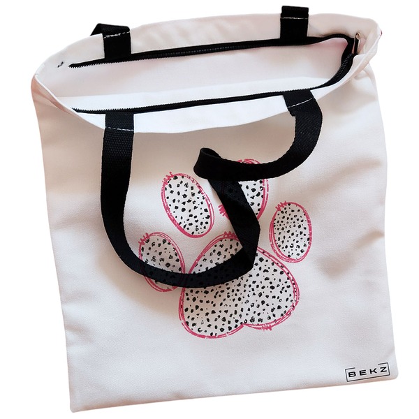 Geanta Canvas Tote pentru femei, model Paw, 38x34.5 cm, Alba, BEKZ® 2 Geanta Canvas Tote pentru femei model Paw 38x34.5 cm Alba BEKZ® 1