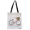 Geanta Canvas Tote pentru femei model Pink Bicycle 38x34.5 cm Alba BEKZ®