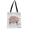 Geanta Canvas Tote pentru femei model Pink Car 38x34.5 cm Alba BEKZ®