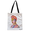 Geanta Canvas Tote pentru femei, model Portret Vibrant, 38x34.5 cm, Alba, BEKZ® 4 Geanta Canvas Tote pentru femei model Portret Vibrant 38x34.5 cm Alba BEKZ®