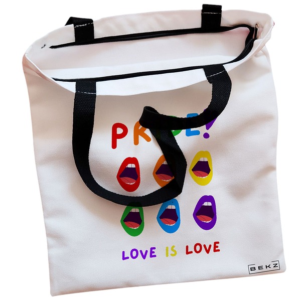 Geanta Canvas Tote pentru femei model Pride 38x34.5 cm Alba BEKZ® 1