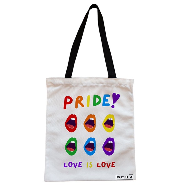 Geanta Canvas Tote pentru femei model Pride 38x34.5 cm Alba BEKZ®
