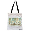 Geanta Canvas Tote pentru femei model RESET REFOCUS RESTART 38x34.5 cm Alba BEKZ®