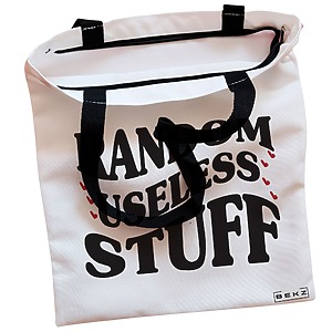 Alternative view of Geanta Canvas Tote pentru femei, model Random useless stuff, 38x34.5 cm, Alba, BEKZ®