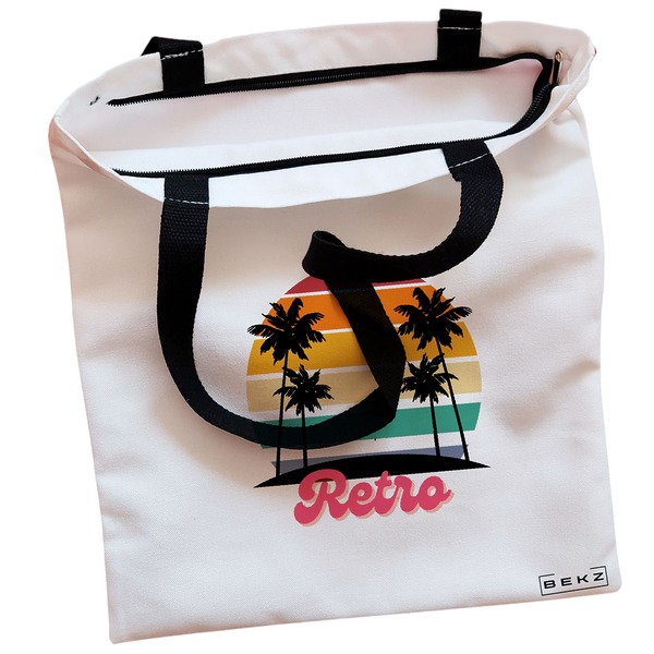 Geanta Canvas Tote pentru femei model Retro 38x34.5 cm Alba BEKZ® 1