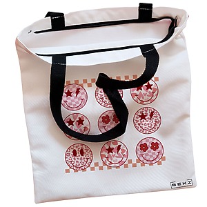 Alternative view of Geanta Canvas Tote pentru femei, model Rose Smilies, 38x34.5 cm, Alba, BEKZ®