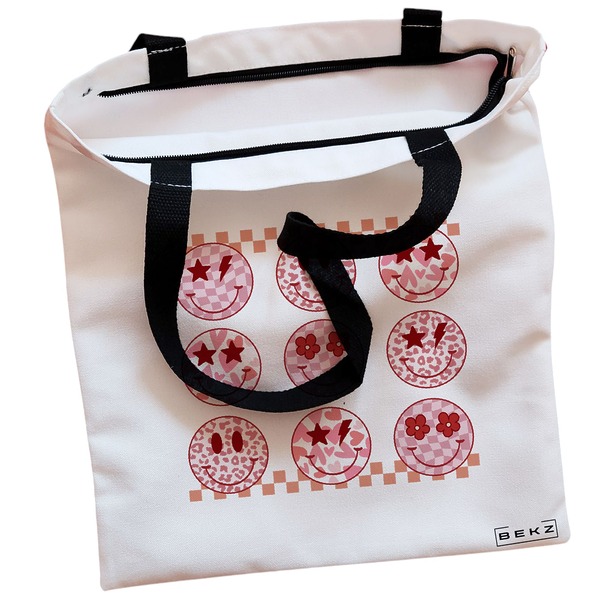 Geanta Canvas Tote pentru femei, model Rose Smilies, 38x34.5 cm, Alba, BEKZ® 2 Geanta Canvas Tote pentru femei model Rose Smilies 38x34.5 cm Alba BEKZ® 1
