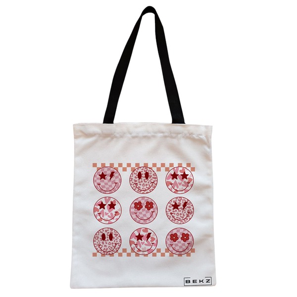 Geanta Canvas Tote pentru femei, model Rose Smilies, 38x34.5 cm, Alba, BEKZ® 1 Geanta Canvas Tote pentru femei model Rose Smilies 38x34.5 cm Alba BEKZ®