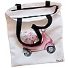 Geanta Canvas Tote pentru femei model Rose flower Bike 38x34.5 cm Alba BEKZ® 1