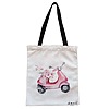 Geanta Canvas Tote pentru femei model Rose flower Bike 38x34.5 cm Alba BEKZ®