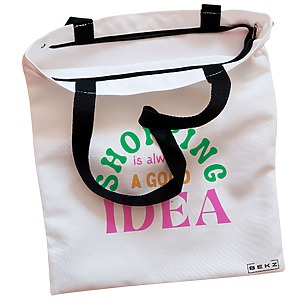 Alternative view of Geanta Canvas Tote pentru femei, model Shopping is always a good idea, 38x34.5 cm, Alba, BEKZ®