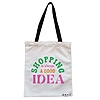 Geanta Canvas Tote pentru femei model Shopping is always a good idea 38x34.5 cm Alba BEKZ®