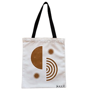 Geanta Canvas Tote pentru femei, model Solar Energy, 38x34.5 cm, Alba, BEKZ®