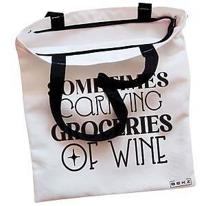 Alternative view of Geanta Canvas Tote pentru femei, model Sometimes carrying groceries of wine, 38x34.5 cm, Alba, BEKZ®