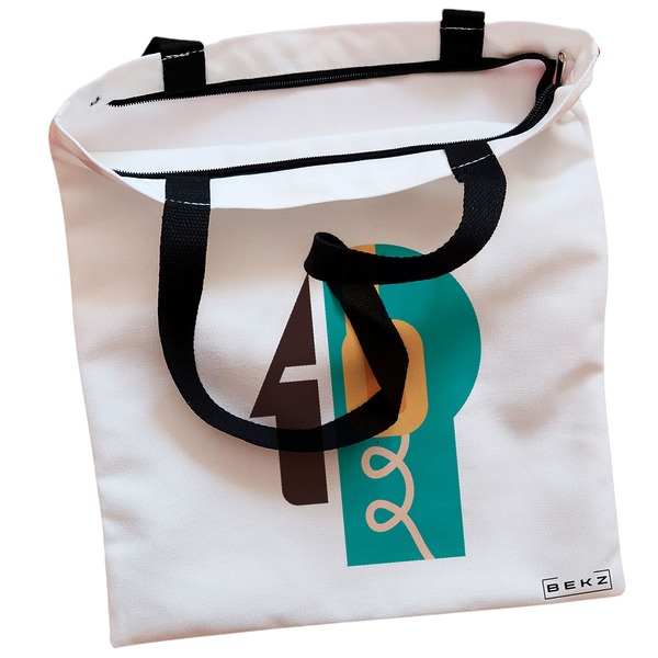 Geanta Canvas Tote pentru femei, model Sound of Mind, 38x34.5 cm, Alba, BEKZ® 2 Geanta Canvas Tote pentru femei model Sound of Mind 38x34.5 cm Alba BEKZ® 1