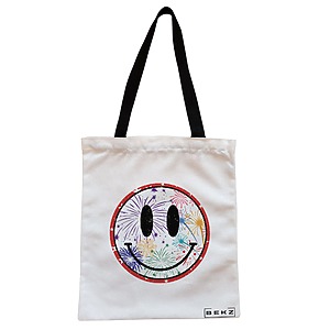 Geanta Canvas Tote pentru femei, model Splashy, 38x34.5 cm, Alba, BEKZ®