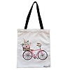 Geanta Canvas Tote pentru femei model Spring on Two Wheels 38x34.5 cm Alba BEKZ®