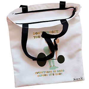Alternative view of Geanta Canvas Tote pentru femei, model Strength and Perseverance, 38x34.5 cm, Alba, BEKZ®