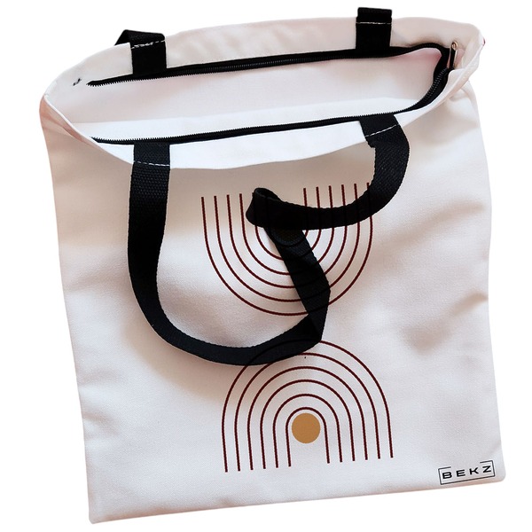 Geanta Canvas Tote pentru femei, model Sunshine Arches, 38x34.5 cm, Alba, BEKZ® 2 Geanta Canvas Tote pentru femei model Sunshine Arches 38x34.5 cm Alba BEKZ® 1