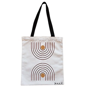 Geanta Canvas Tote pentru femei, model Sunshine Arches, 38x34.5 cm, Alba, BEKZ®