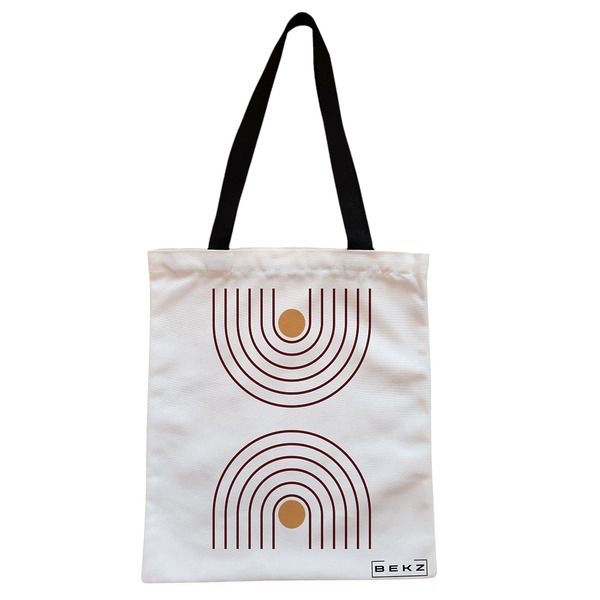 Geanta Canvas Tote pentru femei, model Sunshine Arches, 38x34.5 cm, Alba, BEKZ® 1 Geanta Canvas Tote pentru femei model Sunshine Arches 38x34.5 cm Alba BEKZ®