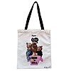 Geanta Canvas Tote pentru femei model Super Mama 38x34.5 cm Alba BEKZ®