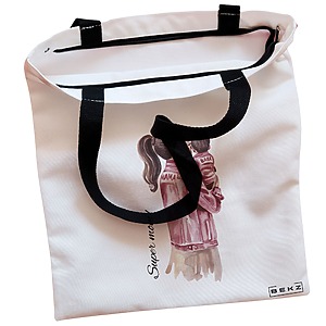 Alternative view of Geanta Canvas Tote pentru femei, model Super Mom 2, 38x34.5 cm, Alba, BEKZ®