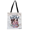 Geanta Canvas Tote pentru femei model Super Mom 2 38x34.5 cm Alba BEKZ®
