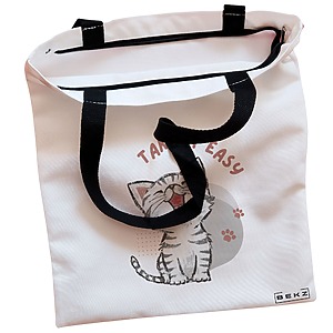 Alternative view of Geanta Canvas Tote pentru femei, model Take it Easy, 38x34.5 cm, Alba, BEKZ®