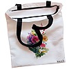 Geanta Canvas Tote pentru femei model The Bouquet 38x34.5 cm Alba BEKZ® 1