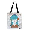 Geanta Canvas Tote pentru femei model The Music Girl 38x34.5 cm Alba BEKZ®