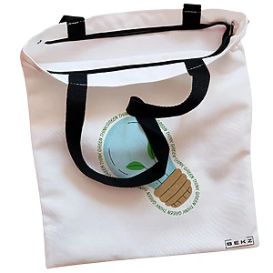 Alternative view of Geanta Canvas Tote pentru femei, model Think Green, 38x34.5 cm, Alba, BEKZ®