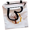 Geanta Canvas Tote pentru femei model Tree and Faces 38x34.5 cm Alba BEKZ® 1