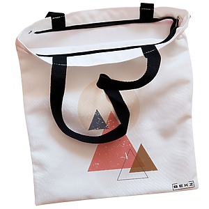 Alternative view of Geanta Canvas Tote pentru femei, model Triangles, 38x34.5 cm, Alba, BEKZ®