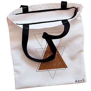Alternative view of Geanta Canvas Tote pentru femei, model Triangles art, 38x34.5 cm, Alba, BEKZ®