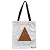 Geanta Canvas Tote pentru femei model Triangles art 38x34.5 cm Alba BEKZ®