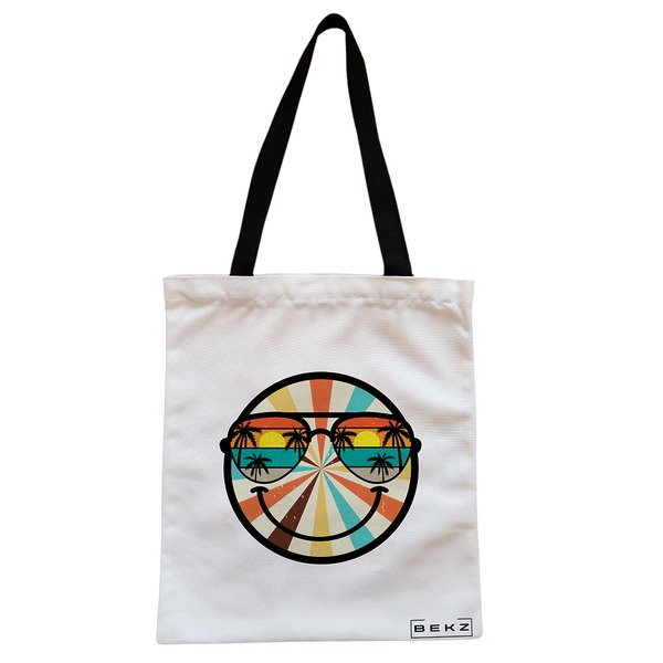Geanta Canvas Tote pentru femei, model Tropical, 38x34.5 cm, Alba, BEKZ® 1 Geanta Canvas Tote pentru femei model Tropical 38x34.5 cm Alba BEKZ®