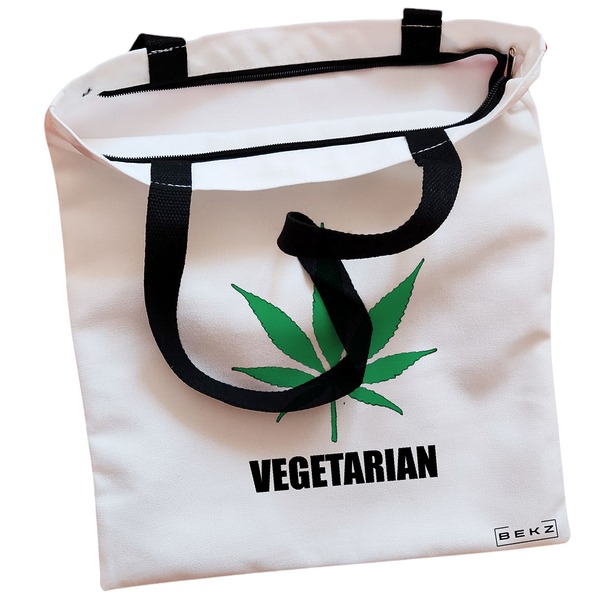 Geanta Canvas Tote pentru femei, model Vegetarian, 38x34.5 cm, Alba, BEKZ® 2 Geanta Canvas Tote pentru femei model Vegetarian 38x34.5 cm Alba BEKZ® 1