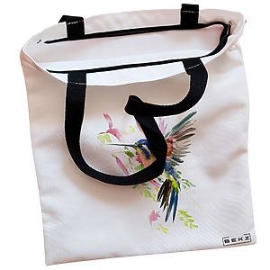 Alternative view of Geanta Canvas Tote pentru femei, model Watercolor Bird, 38x34.5 cm, Alba, BEKZ®