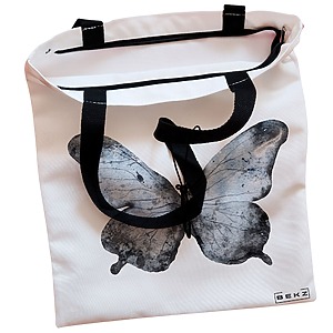 Alternative view of Geanta Canvas Tote pentru femei, model Watercolor Butterfly 2, 38x34.5 cm, Alba, BEKZ®