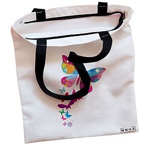 Alternative view of Geanta Canvas Tote pentru femei, model Watercolor Butterfly, 38x34.5 cm, Alba, BEKZ®