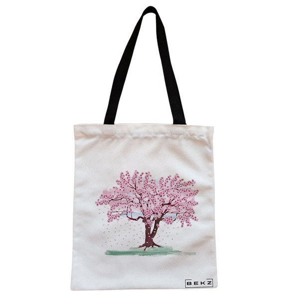 Geanta Canvas Tote pentru femei, model Watercolor Tree, 38x34.5 cm, Alba, BEKZ® 1 Geanta Canvas Tote pentru femei model Watercolor Tree 38x34.5 cm Alba BEKZ®