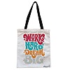 Geanta Canvas Tote pentru femei model Work Hard Dream Big 38x34.5 cm Alba BEKZ®