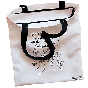 Alternative view of Geanta Canvas Tote pentru femei, model You’re free to be different, 38x34.5 cm, Alba, BEKZ®