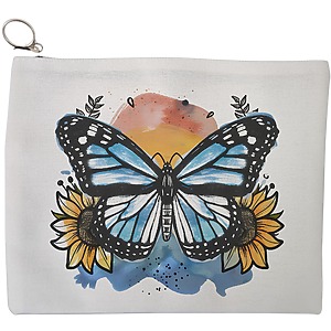Portfard Cosmetice tip Plic Blue Butterfly, 23x18 cm, Alb, BEKZ®