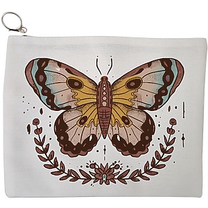 Portfard Cosmetice tip Plic Brown Butterfly, 23x18 cm, Alb, BEKZ®