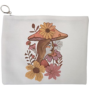 Portfard Cosmetice tip Plic Colorful Mushrooms 10, 23x18 cm, Alb, BEKZ®