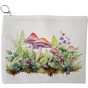 Portfard Cosmetice tip Plic Colorful Mushrooms 11, 23x18 cm, Alb, BEKZ®