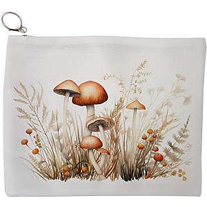 Portfard Cosmetice tip Plic Colorful Mushrooms 12, 23x18 cm, Alb, BEKZ®